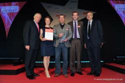 The BIG team with their award, from left: Nick Hewer, Emily Brouder, BIG Marketing Manager, Craig Kinnersley, BIG Sales Director, Mark Owers, BIG Account Manager, and Alastair Stewart, Managing Director, etc.venues.
